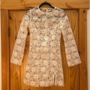 New white long sleeve mini dress with tags